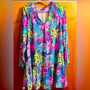 Lilly Pulitzer Long Sleeve Floral Dress Size Medium